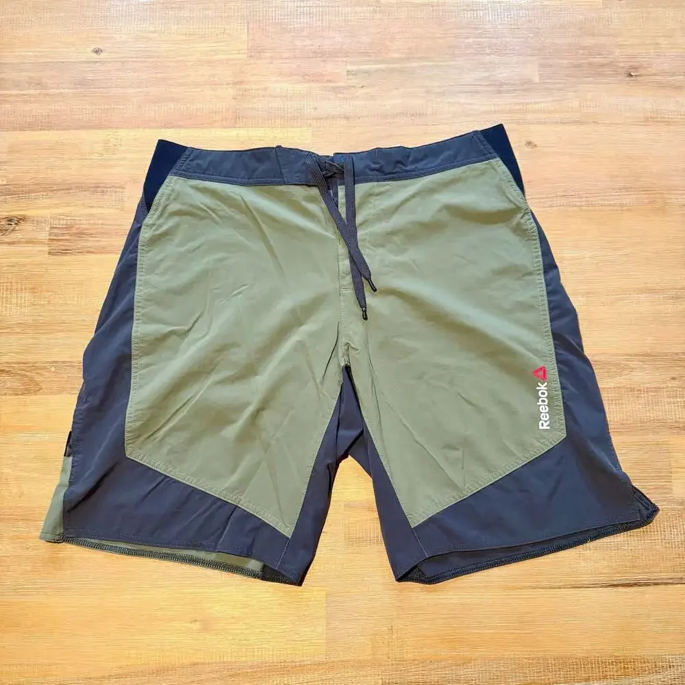Reebok Speedwick Board Shorts Olive Green Gray Men's Medium